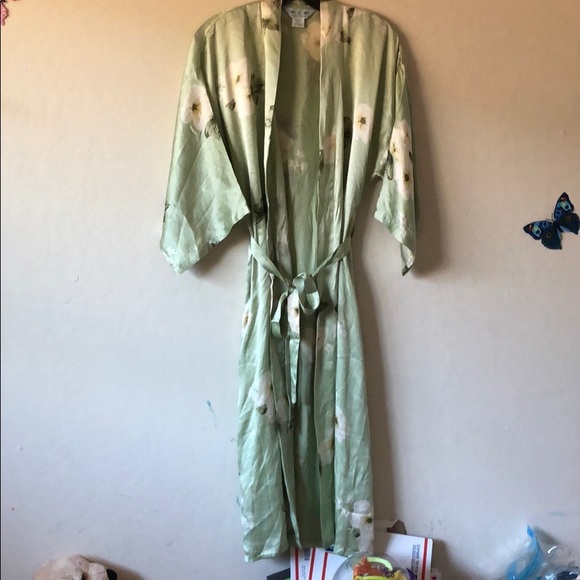 sage green silk robes
